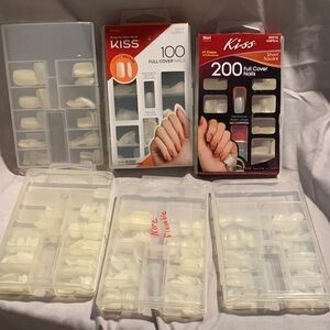 KISS 100 Full Cover Nails SHORT SQUARE 10 Sizes Up To 5 Manicures Glue Included
